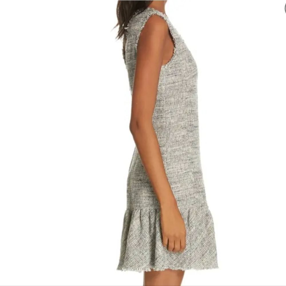 REBECCA TAYLOR Sleeveless V neck Tweed blue grey Ruffle Hem Sheath Dress… - Picture 11 of 16